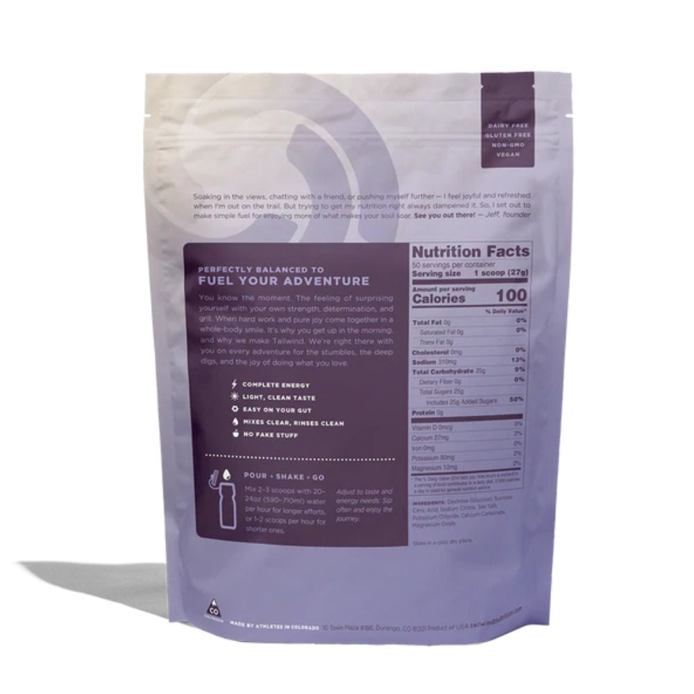 Tailwind Nutrition - 50 Serving Bag Nutrition - BlackToe Running#flavour_naked