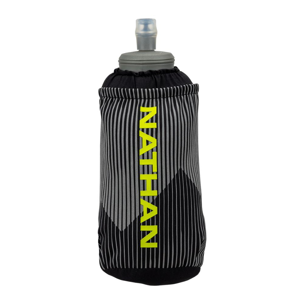 Nathan ExoDraw 2 Insulated Bottle 18 oz - BlackToe Running#colour_black-finish-lime