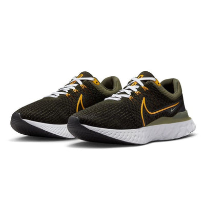 Nike Men's React Infinity Run Flyknit 3 - Sequoia & University Gold Men's Shoes - BlackToe Running#colour_sequoia-university-gold-medium-olive