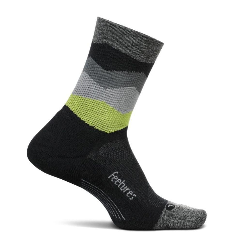 Feetures Elite Light Cushion Mini Crew Socks - BlackToe Running#colour_black-waves