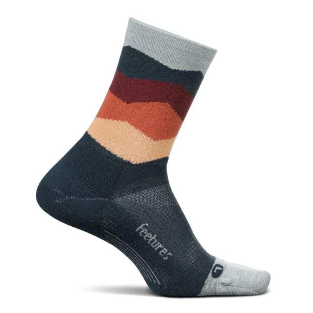 Feetures Elite Light Cushion Mini Crew Socks - BlackToe Running#colour_sunset-waves