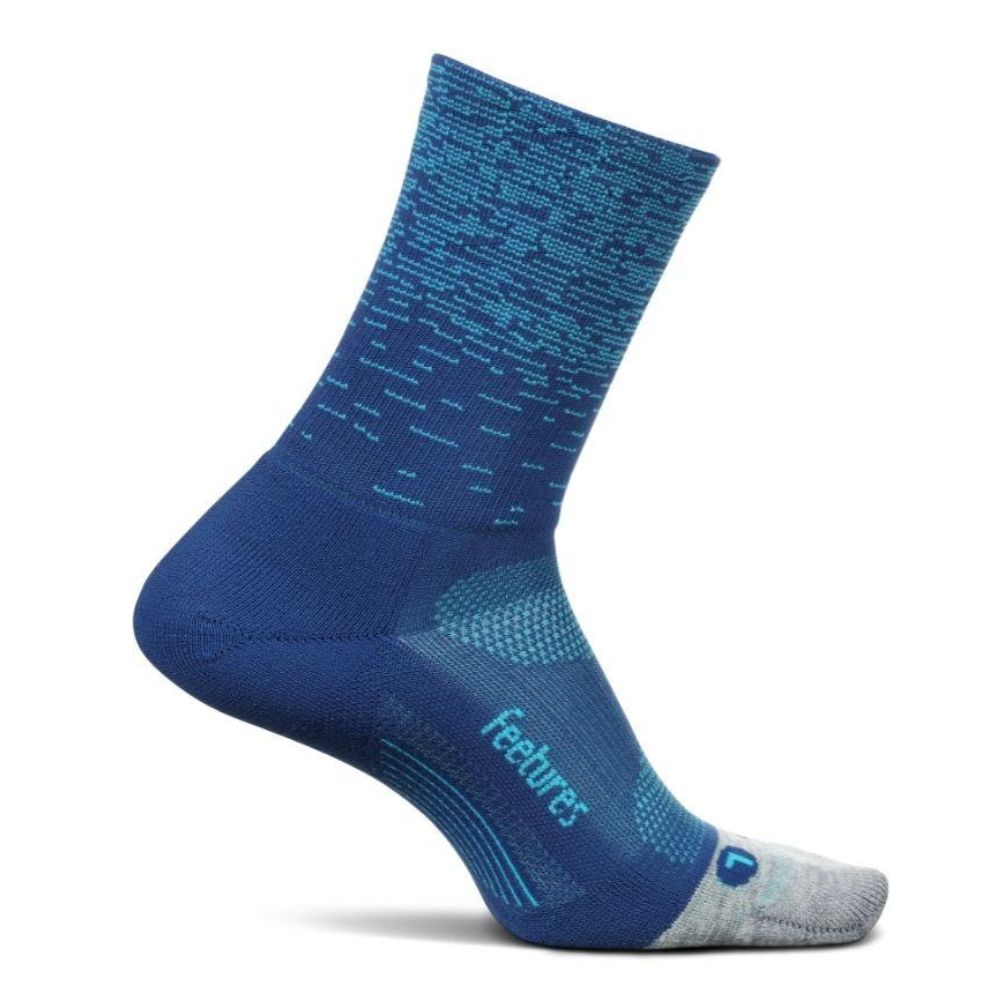 Feetures Elite Light Cushion Mini Crew Socks - BlackToe Running#colour_blue-static