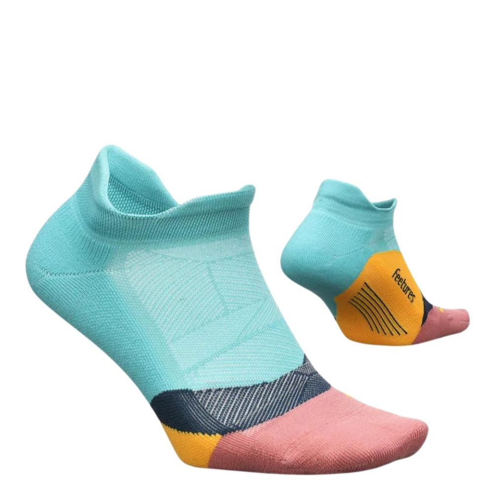 Feetures Elite Light Cushion No Show Tab Sock - BlackToe Running#colour_takeoff-turquoise