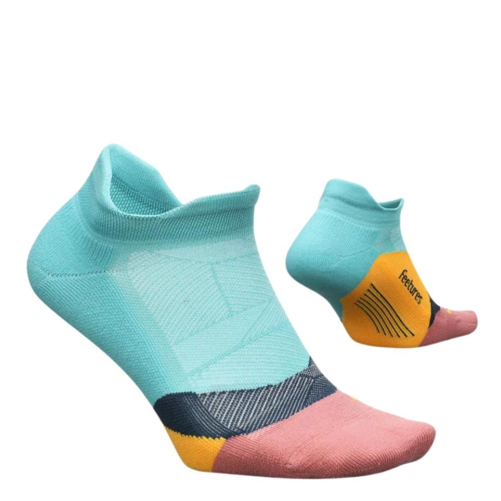 Feetures Elite Ultralight Cushion No-Show Tab Socks - BlackToe Running#colour_takeoff-turquoise