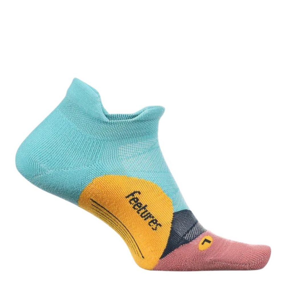Feetures Elite Ultralight Cushion No-Show Tab Socks - BlackToe Running#colour_takeoff-turquoise