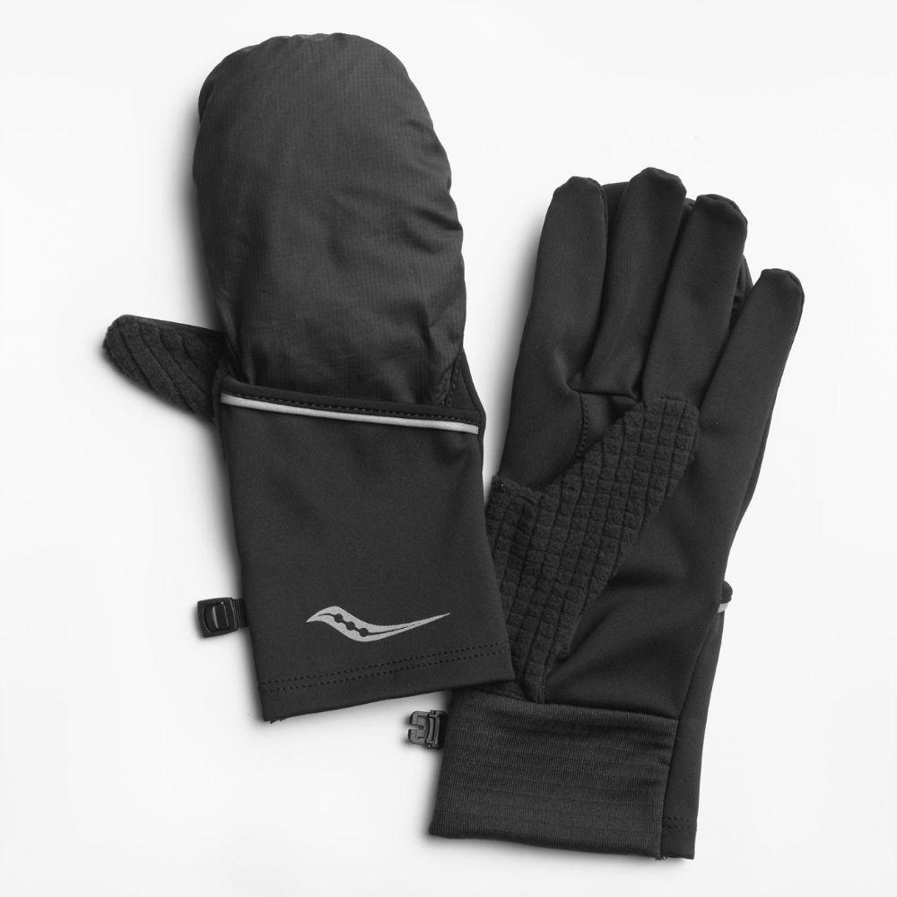 Saucony Fortify Convertible Gloves - BlackToe Running#colour_black