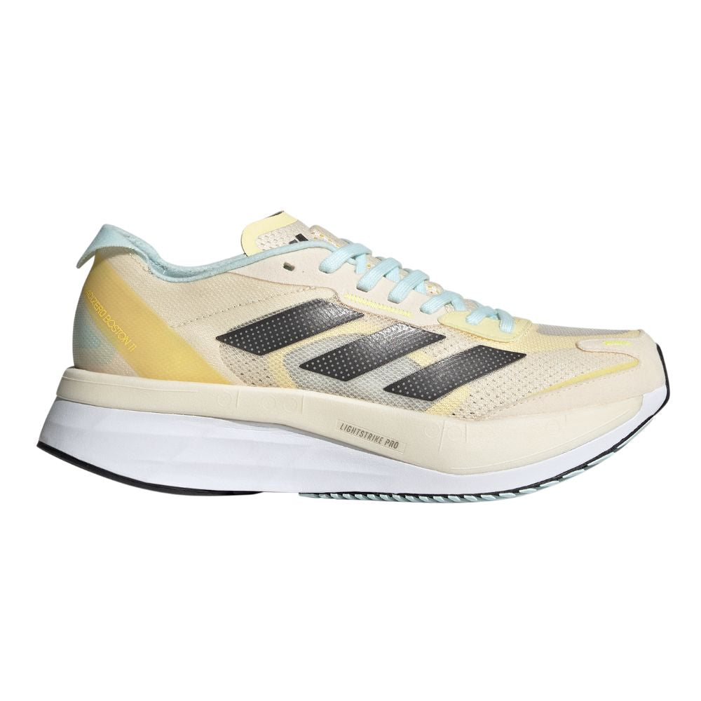 Adidas Women's Adizero Boston 11 Women's Shoes - BlackToe Running#colour_ecru-tint-night-metallic-beam-yellow