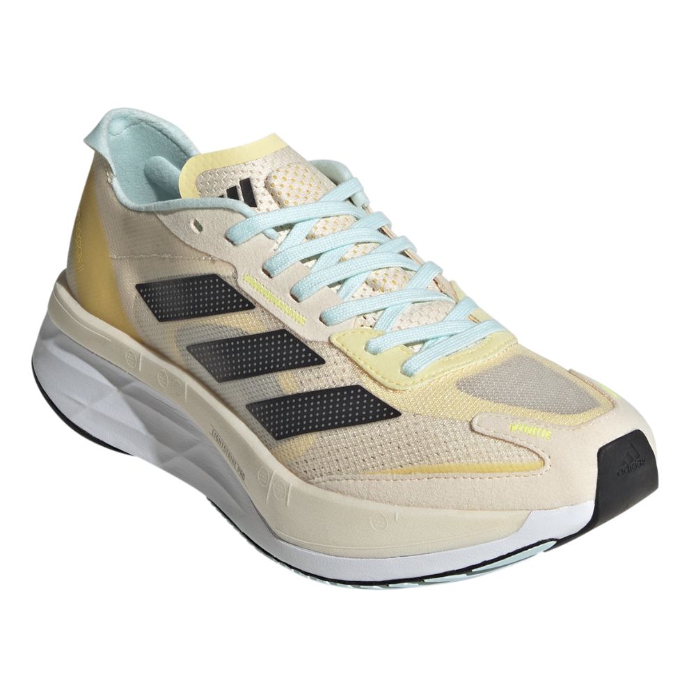 Adidas Women's Adizero Boston 11 Women's Shoes - BlackToe Running#colour_ecru-tint-night-metallic-beam-yellow