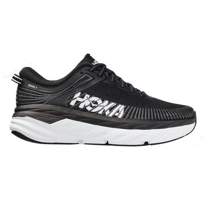Hoka One One Women's Bondi 7 - WIDE Women's Shoes - BlackToe Running#colour_black-white
