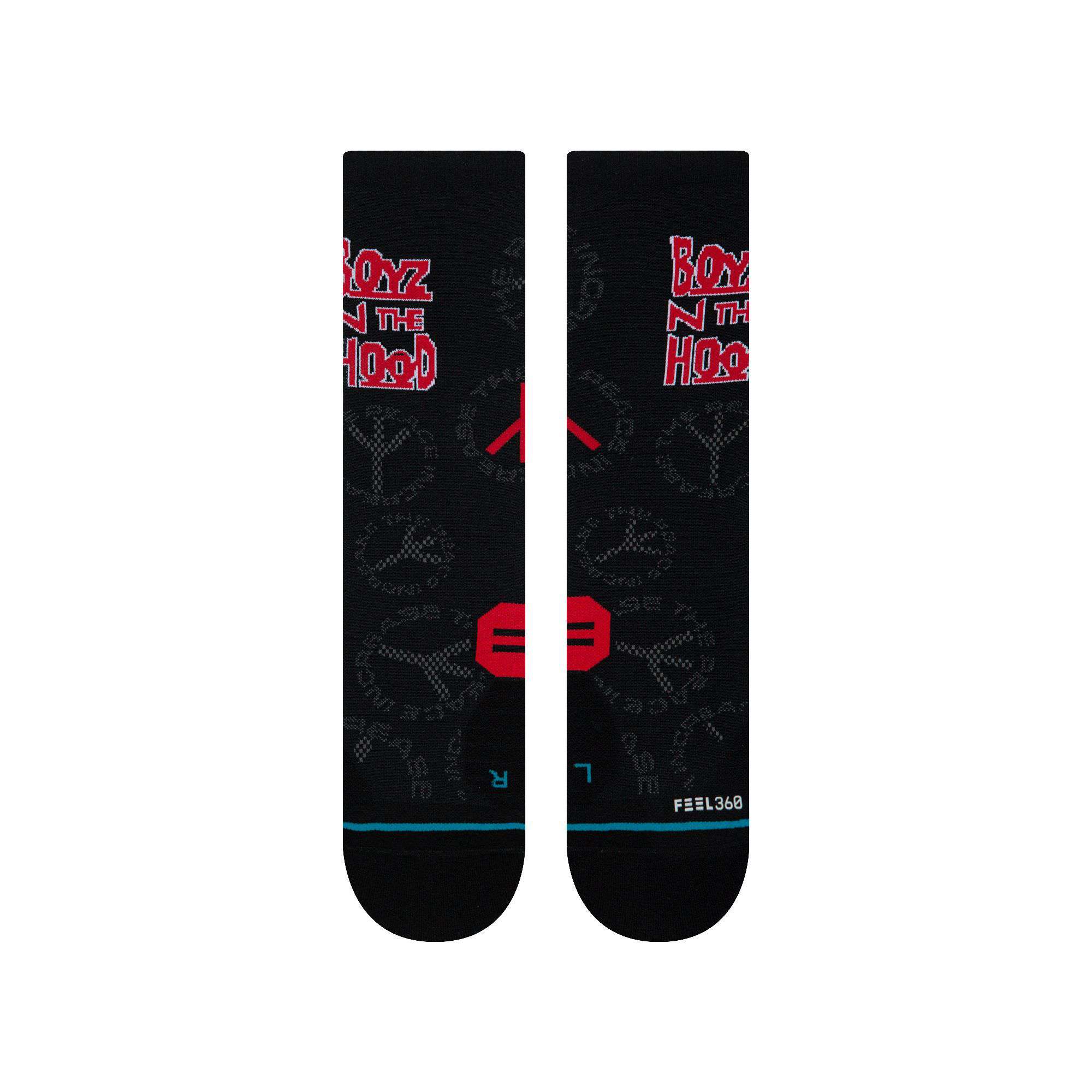 Stance Men's  Run Boyz In The Hood Light Cushion Crew Socks - BlackToe Running#colour_boys-in-the-hood