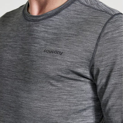 Saucony Men's Boulder Baselayer - BlackToe Running#colour_black-heather