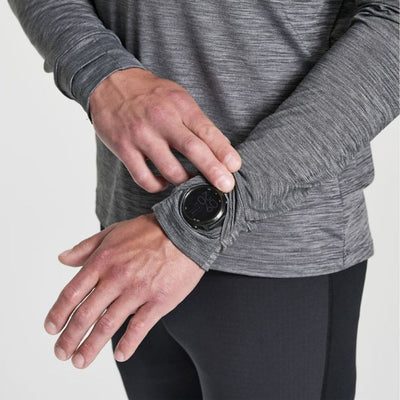 Saucony Men's Boulder Baselayer - BlackToe Running#colour_black-heather
