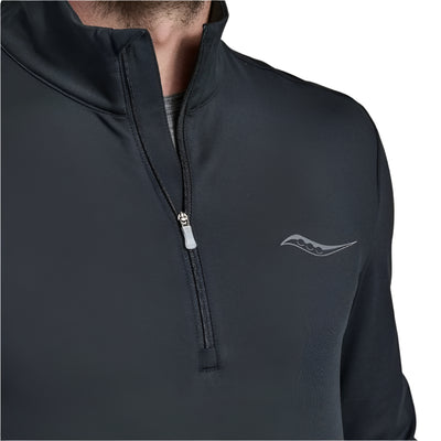 Saucony Men's Solstice 1/4 Zip - BlackToe Running#colour_black