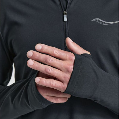 Saucony Men's Solstice 1/4 Zip - BlackToe Running#colour_black