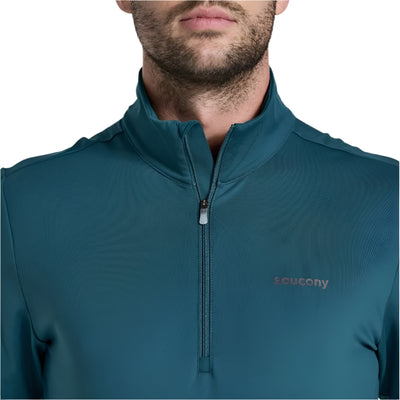 Saucony Men's Solstice 1/4 Zip - BlackToe Running#colour_lagoon