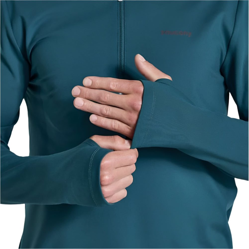 Saucony Men's Solstice 1/4 Zip - BlackToe Running#colour_lagoon