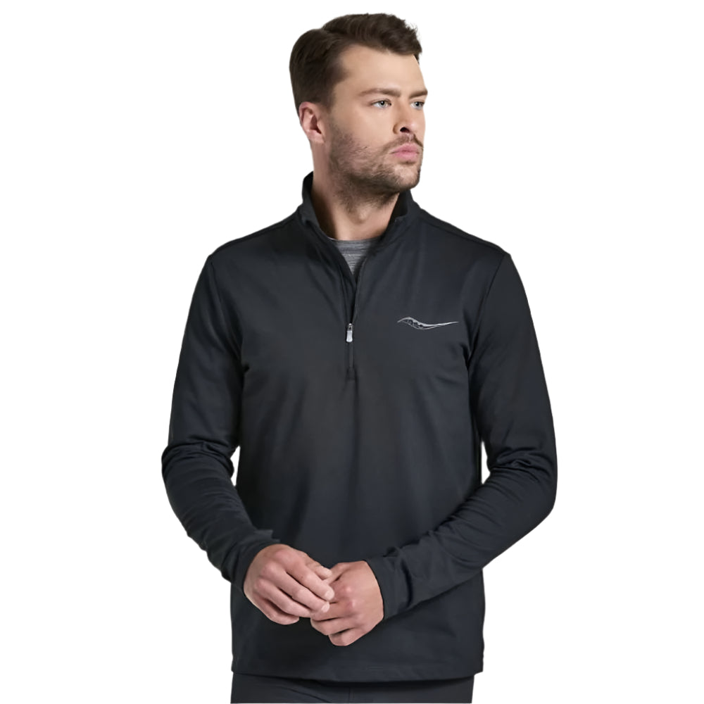 Saucony Men's Solstice 1/4 Zip - BlackToe Running#colour_black