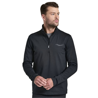 Saucony Men's Solstice 1/4 Zip - BlackToe Running#colour_black