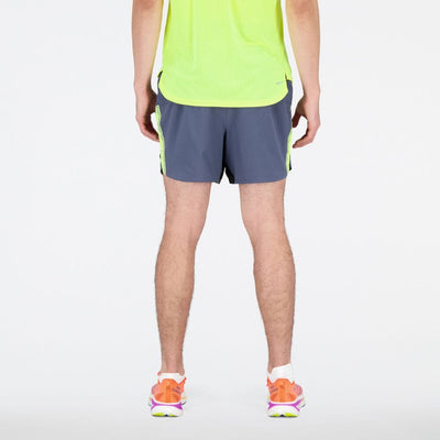 New Balance Men's Impact Run 5 Inch Short Men's Bottoms - BlackToe Running#colour_cosmic-pineapple-grey
