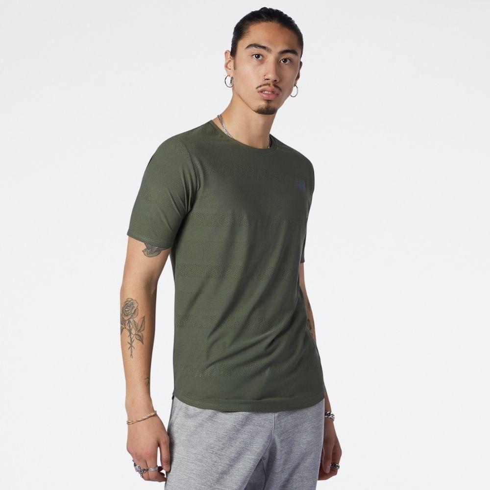 New Balance Men's Q Speed Jacquard SS - BlackToe Running#colour_norway-spruce