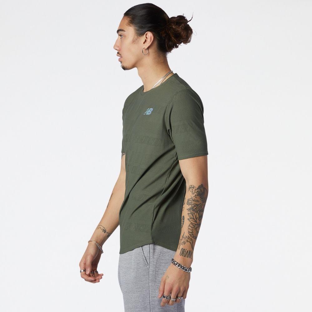 New Balance Men's Q Speed Jacquard SS - BlackToe Running#colour_norway-spruce