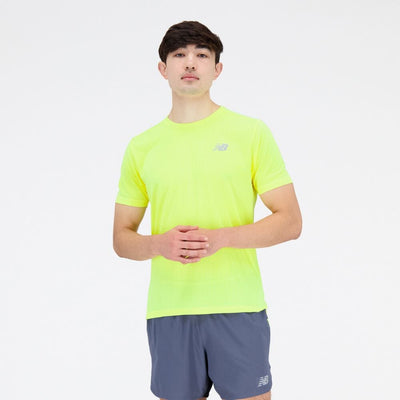 New Balance Men's Impact Run Short Sleeve Men's Tops - BlackToe Running#colour_cosmic-pineapple-heather