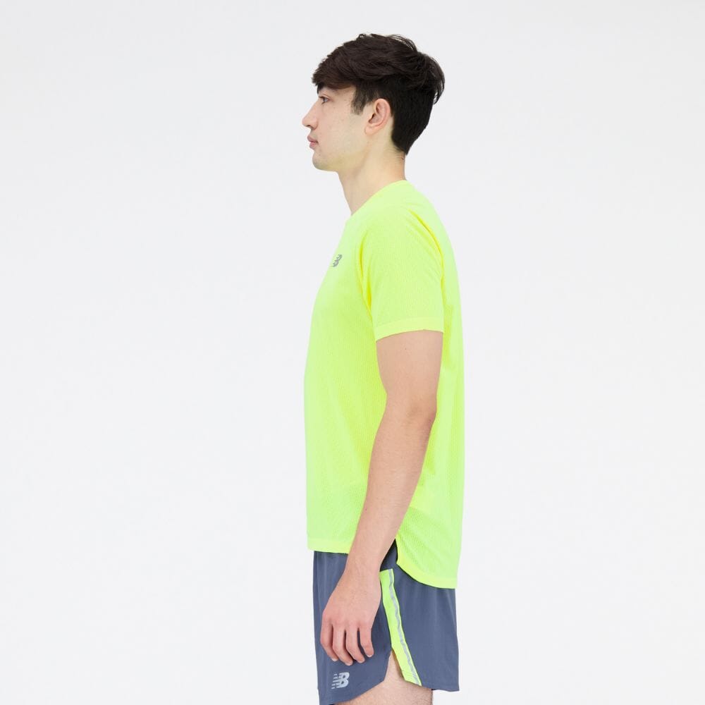 New Balance Men's Impact Run Short Sleeve Men's Tops - BlackToe Running#colour_cosmic-pineapple-heather