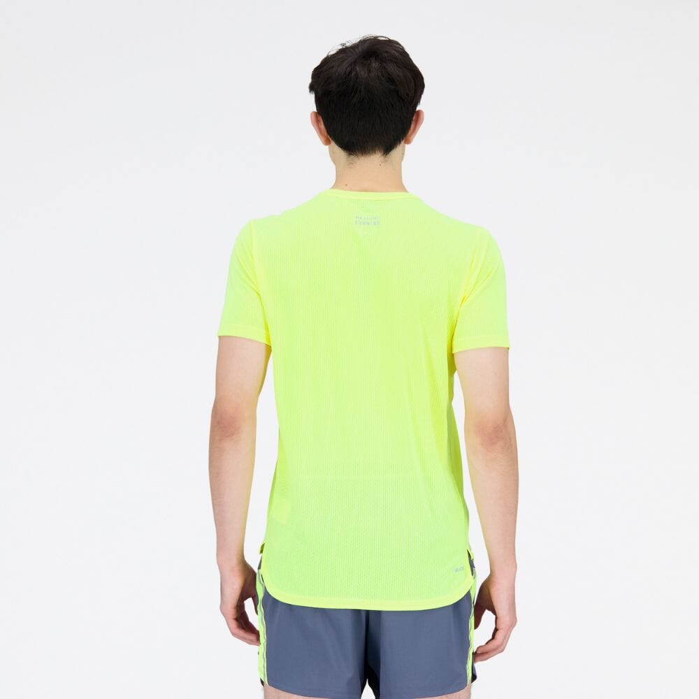 New Balance Men's Impact Run Short Sleeve Men's Tops - BlackToe Running#colour_cosmic-pineapple-heather