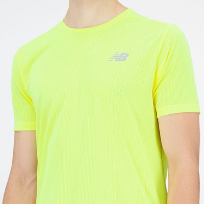 New Balance Men's Impact Run Short Sleeve Men's Tops - BlackToe Running#colour_cosmic-pineapple-heather