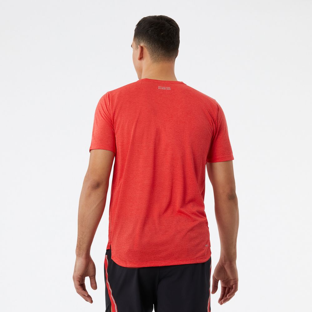 New Balance Men's Impact Run Short Sleeve Men's Tops - BlackToe Running#colour_true-red-heather