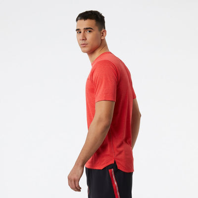 New Balance Men's Impact Run Short Sleeve Men's Tops - BlackToe Running#colour_true-red-heather