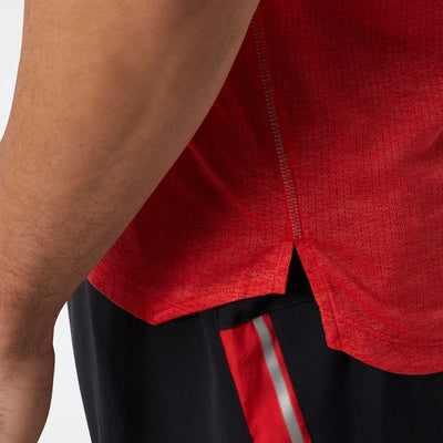 New Balance Men's Impact Run Short Sleeve Men's Tops - BlackToe Running#colour_true-red-heather