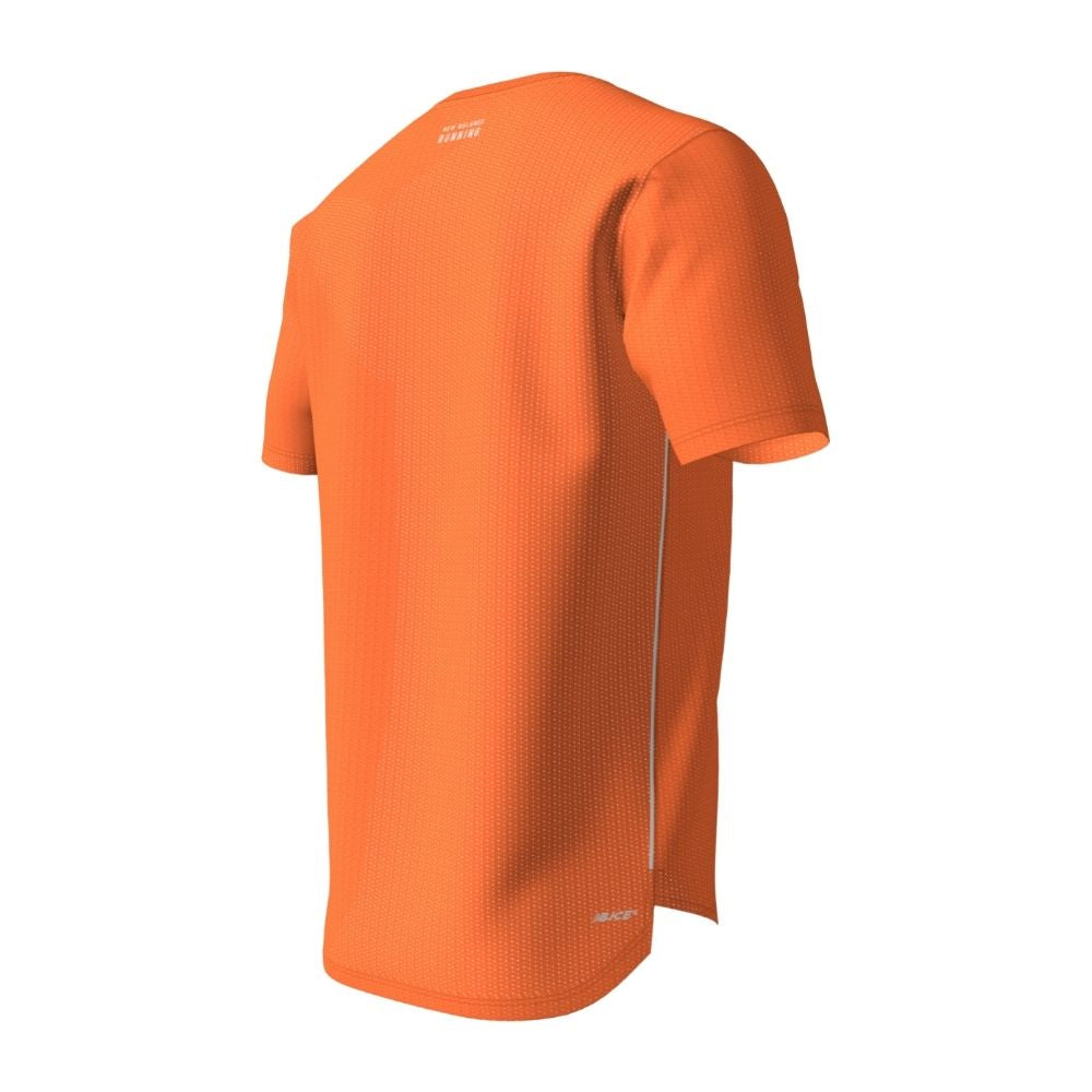 New Balance Men's Graphic Impact Run Short Sleeve Men's Tops - BlackToe Running#colour_vibrant-orange-heather