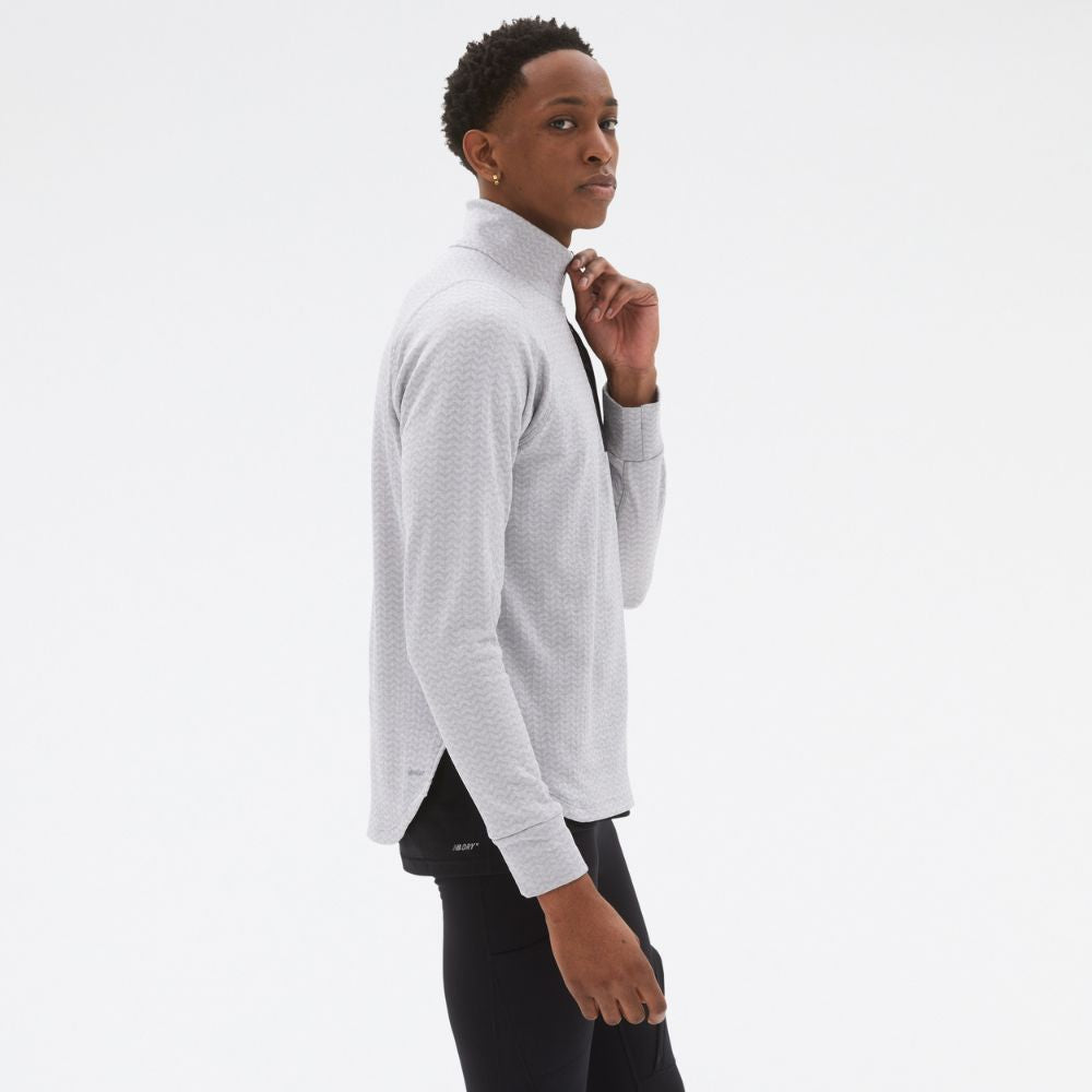 New Balance Men's Heat Grid Half Zip Men's Tops - BlackToe Running#colour_athletic-grey