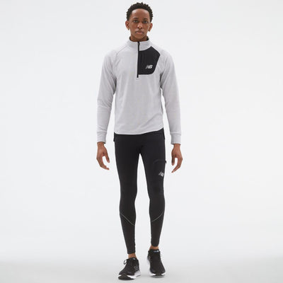 New Balance Men's Heat Grid Half Zip Men's Tops - BlackToe Running#colour_athletic-grey