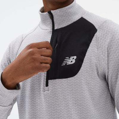 New Balance Men's Heat Grid Half Zip Men's Tops - BlackToe Running#colour_athletic-grey