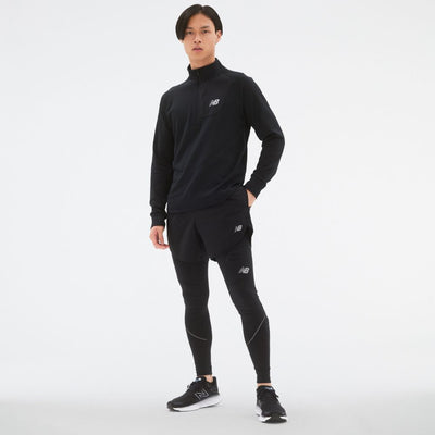 New Balance Men's Heat Grid Half Zip Men's Tops - BlackToe Running#colour_black