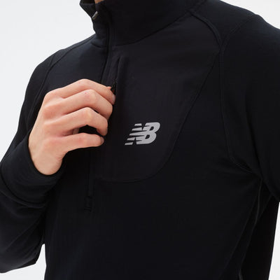 New Balance Men's Heat Grid Half Zip Men's Tops - BlackToe Running#colour_black