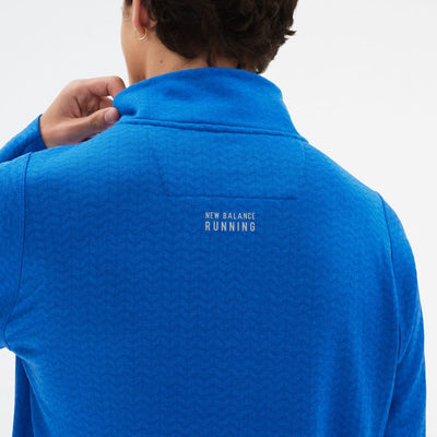 New Balance Men's Heat Grid Half Zip Men's Tops - BlackToe Running#colour_cobalt-heather
