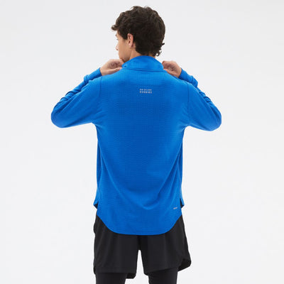 New Balance Men's Heat Grid Half Zip Men's Tops - BlackToe Running#colour_cobalt-heather