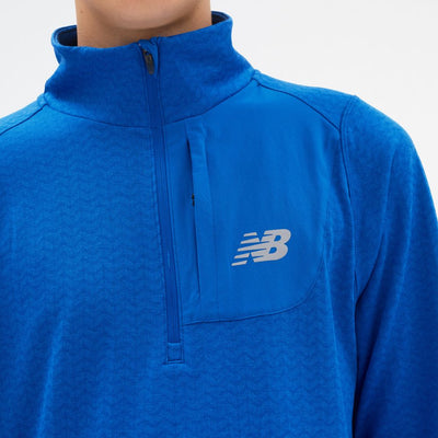New Balance Men's Heat Grid Half Zip Men's Tops - BlackToe Running#colour_cobalt-heather