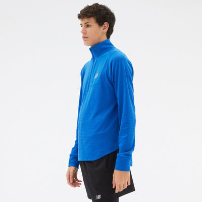 New Balance Men's Heat Grid Half Zip Men's Tops - BlackToe Running#colour_cobalt-heather