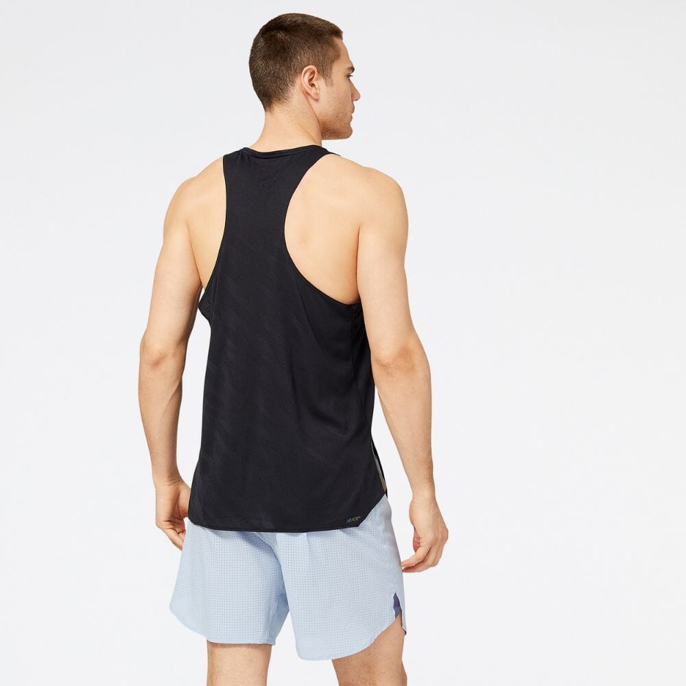 New Balance Men's Q Speed Jacquard Singlet Men's Top - BlackToe Running#colour_black