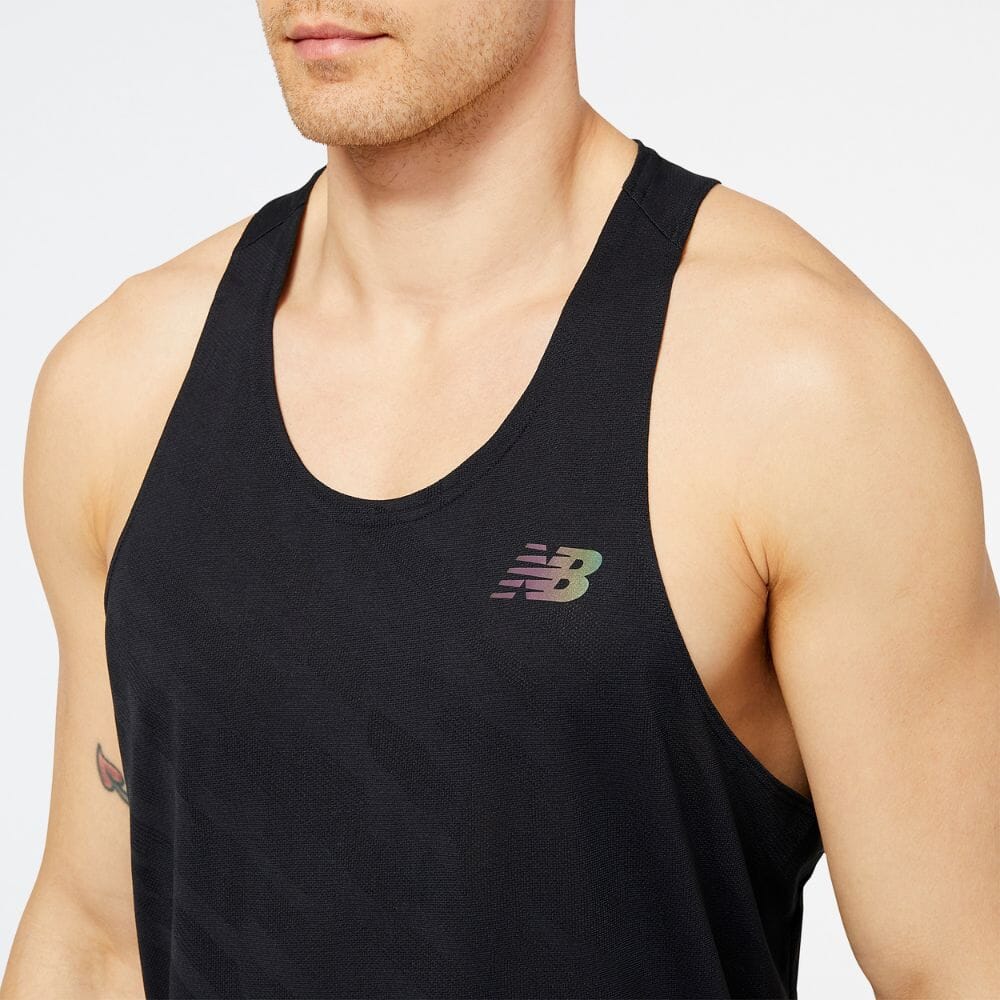 New Balance Men's Q Speed Jacquard Singlet Men's Top - BlackToe Running#colour_black