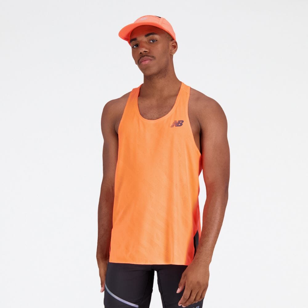 New Balance Men's Q Speed Jacquard Singlet Men's Top - BlackToe Running#colour_neon-dragonfly