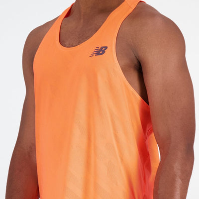 New Balance Men's Q Speed Jacquard Singlet Men's Top - BlackToe Running#colour_neon-dragonfly