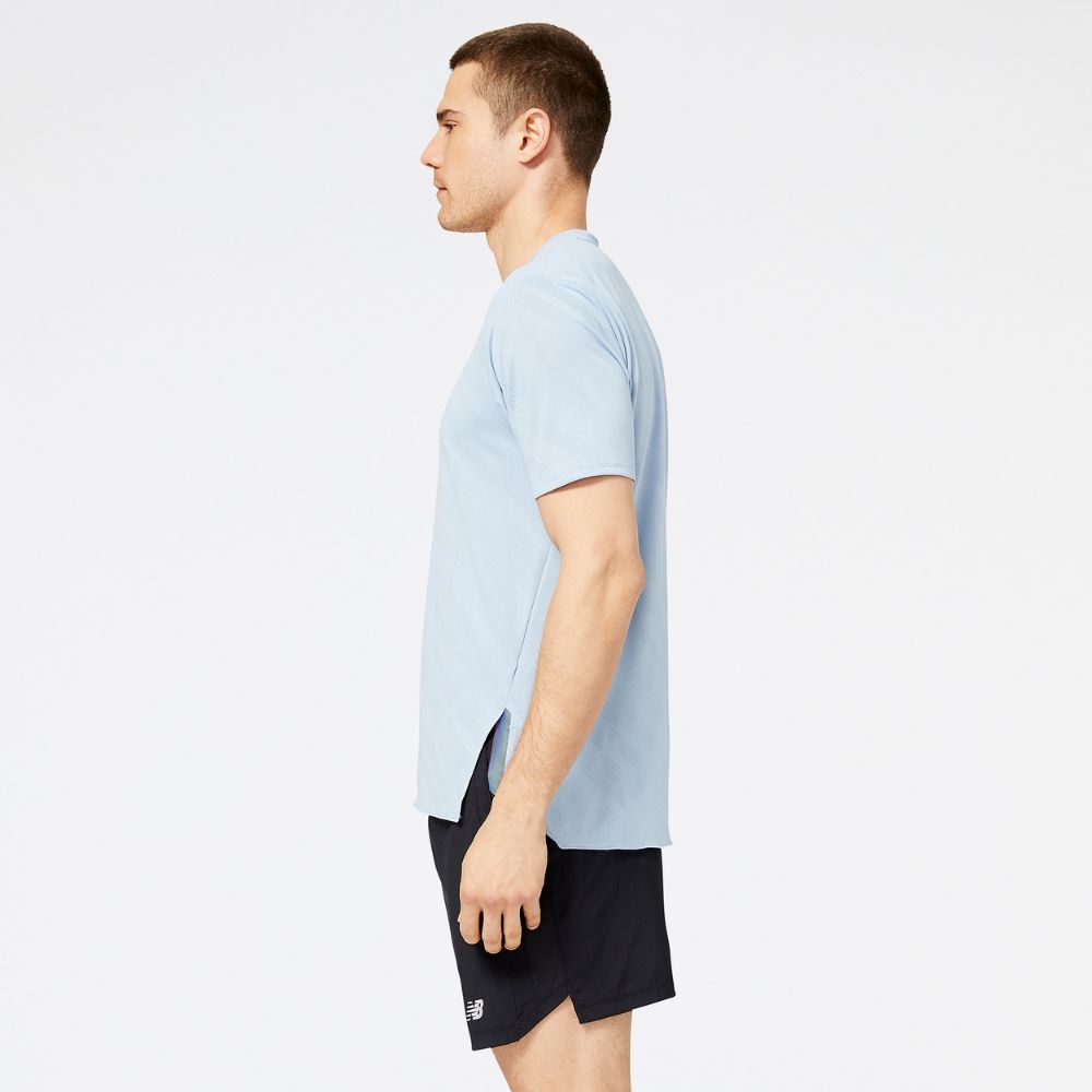 New Balance Men's Q Speed Jacquard ICEx Short Sleeve Men's Tops - BlackToe Running#colour_light-arctic-grey