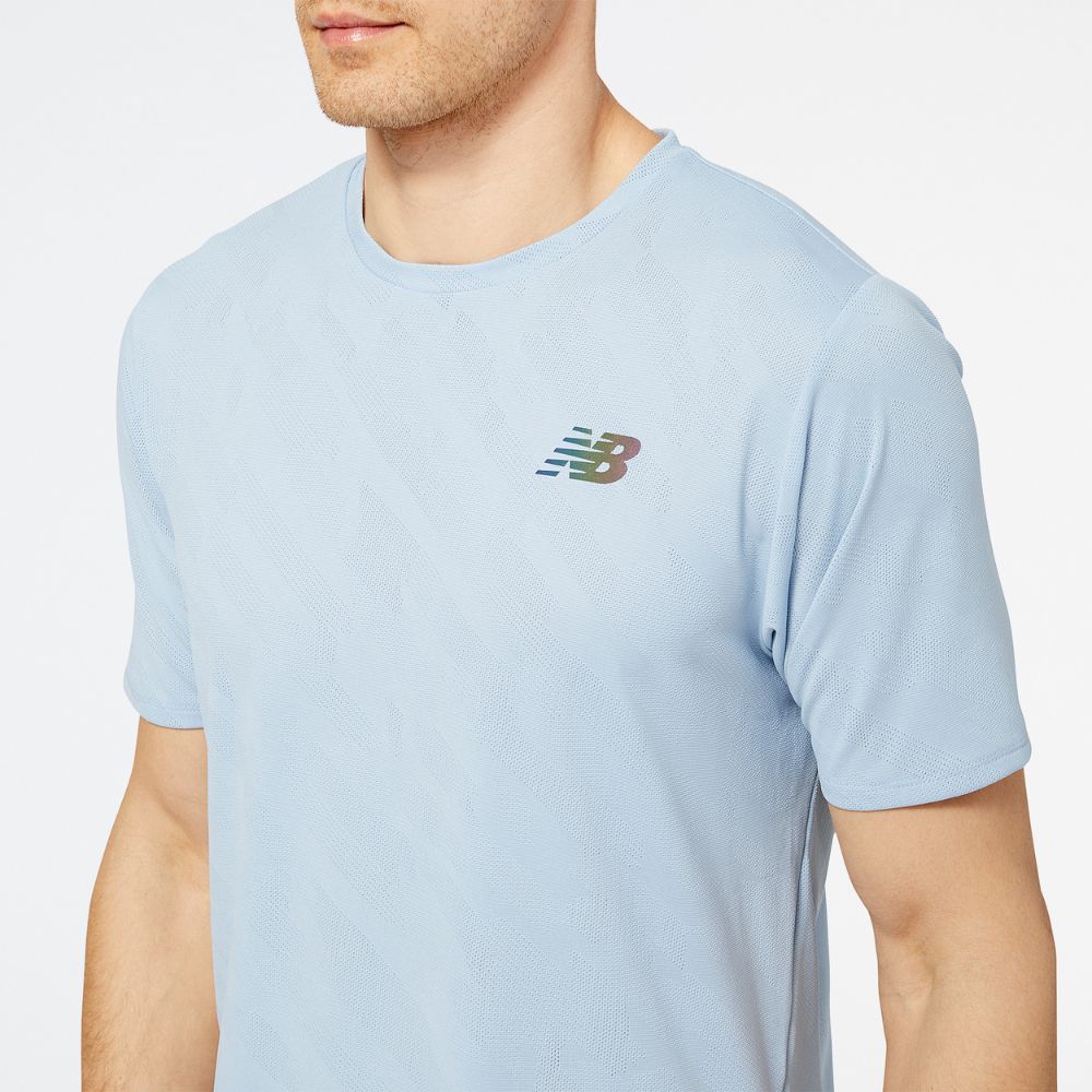 New Balance Men's Q Speed Jacquard ICEx Short Sleeve Men's Tops - BlackToe Running#colour_light-arctic-grey