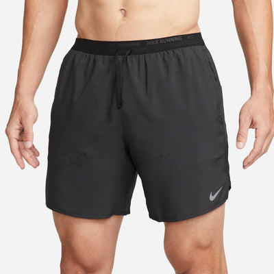 Nike Men's Dri-FIT Stride 7' Brief Lined Running Shorts - BlackToe Running#colour_black-reflective-silver