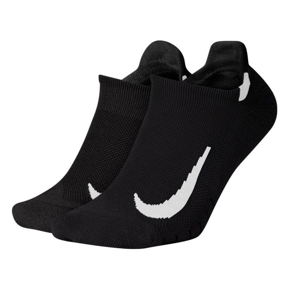 Nike Multiplier Light Cushion No-Show Tab Socks - BlackToe Running#colour_black-with-white-swoosh